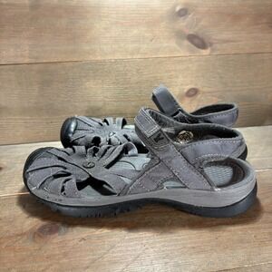 KEEN Rose Womens size 8 shoes Gray Suede Hiking Fisherman Closed Toe sandals